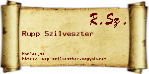 Rupp Szilveszter névjegykártya